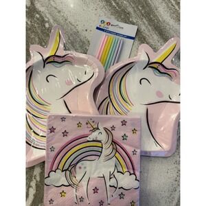 Birthday Party In A Box Unicorn - Plates, Napkins, Candles, Cake Mix